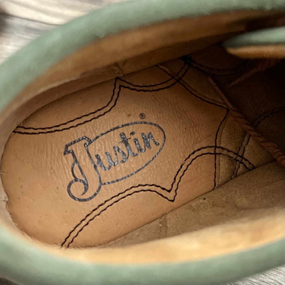 NIB Justin Boots Zila Moccasin Booties Suede Fern Green JL220 - Picture 10 of 13